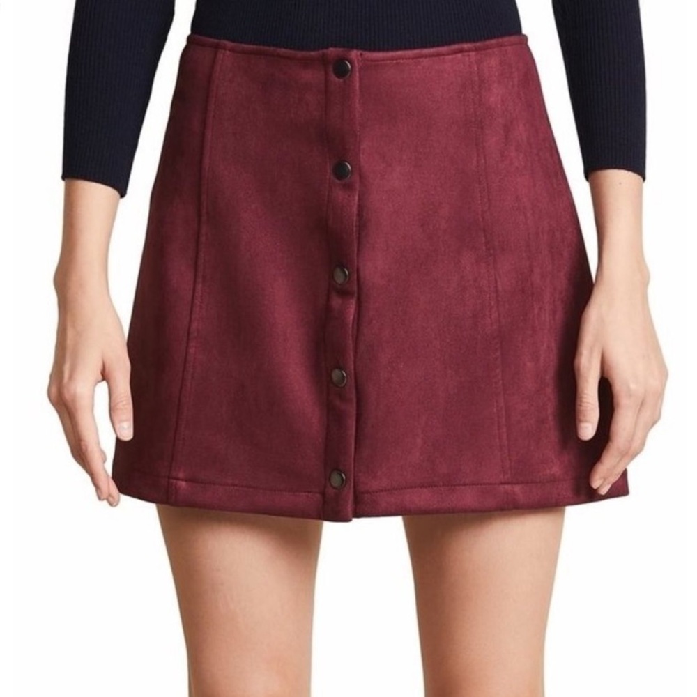 Jack by BB Dakota Burgundy Button-Front Skirt